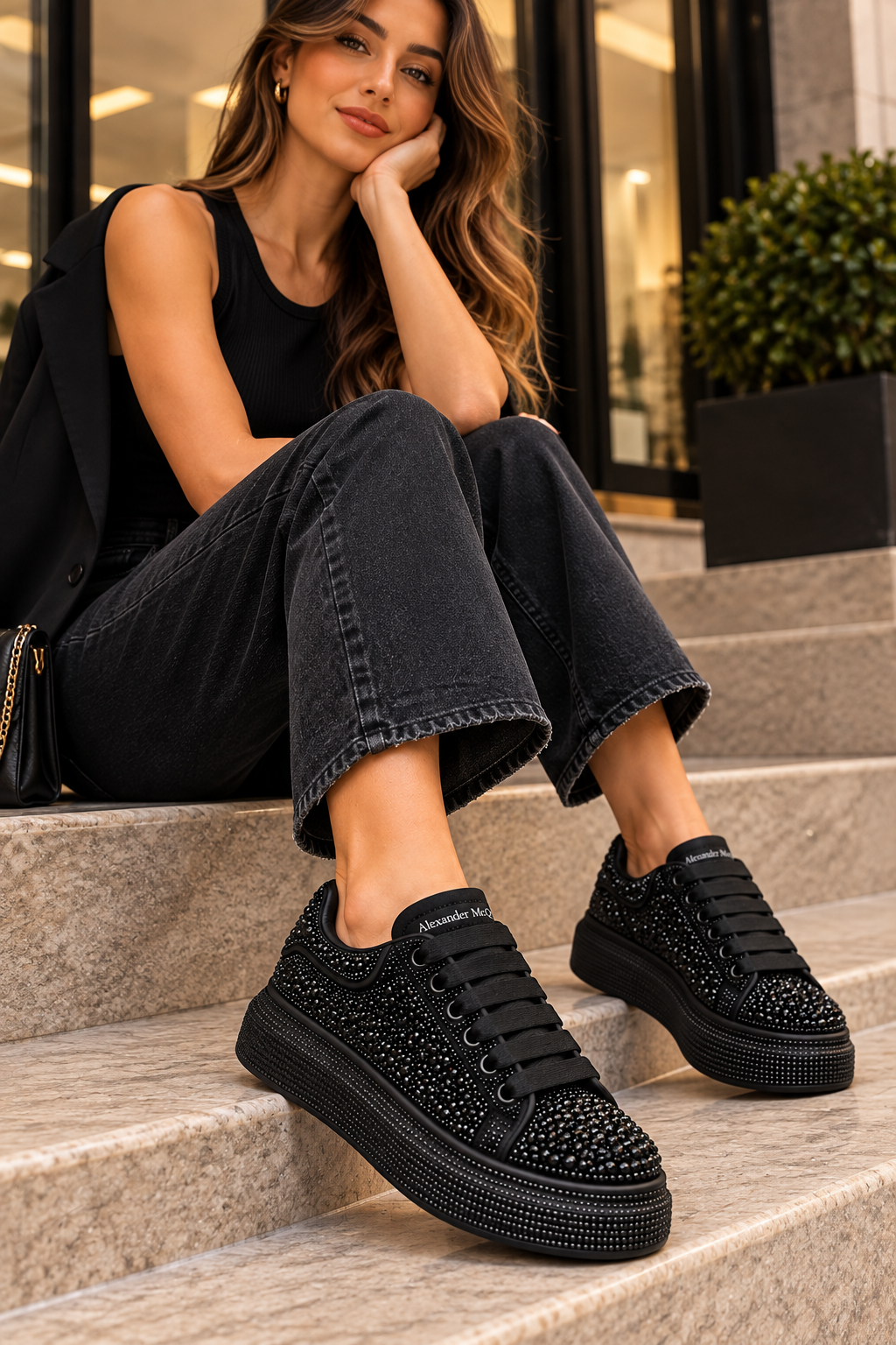 Tenis Monarca Crystal | Plataforma con Pedrería