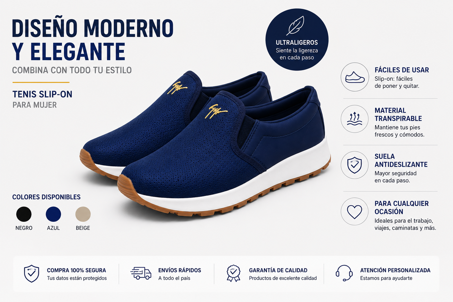 Tenis Slip-On para Mujer | Comodidad y Estilo Todo el Día