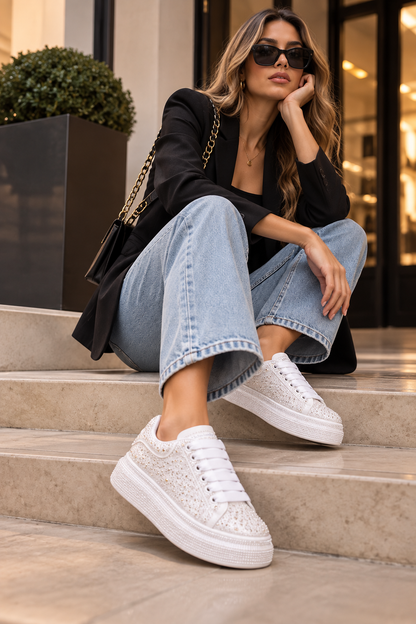 Tenis Monarca Crystal | Plataforma con Pedrería