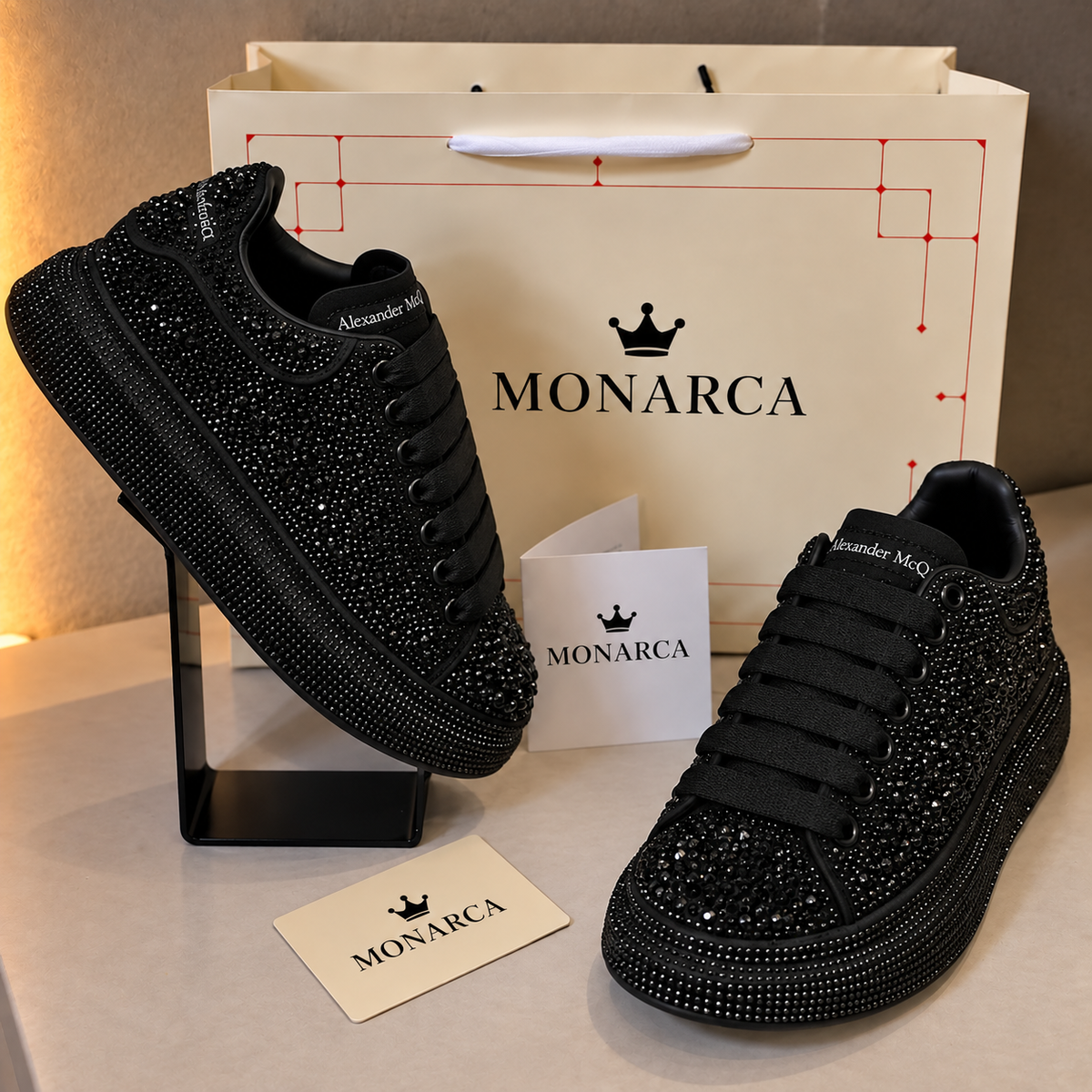 Tenis Monarca Crystal | Plataforma con Pedrería